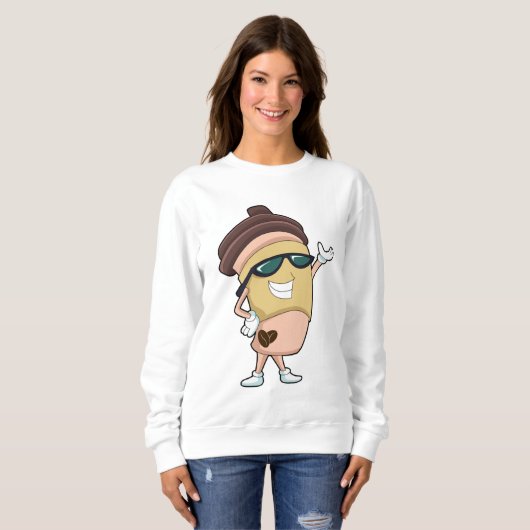 コーヒーマグとサングラス スウェットシャツ (正面フル)