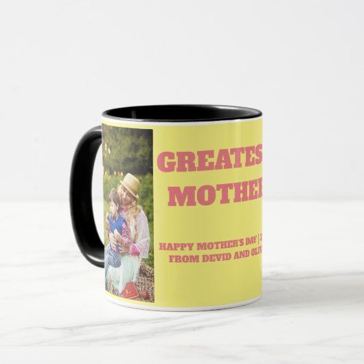 コーヒーマグと文字&母の日の写真 マグカップ (正面左)