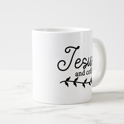 コーヒーマグのイエスとコーヒーをパーソナライズ ジャンボコーヒーマグカップ (正面右)