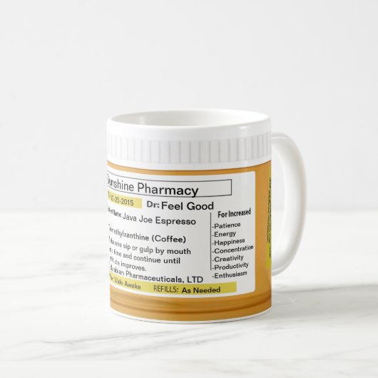 コーヒーマグのカスタマイズ可能な処方箋RX コーヒーマグカップ (正面右)