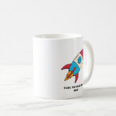 コーヒーマグのロケット燃料が一日を始める コーヒーマグカップ (正面右)