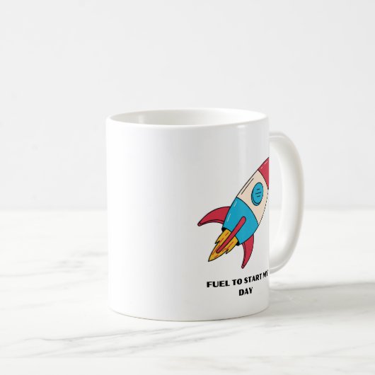 コーヒーマグのロケット燃料が一日を始める コーヒーマグカップ (正面右)