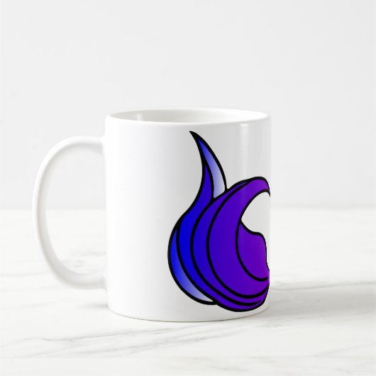 コーヒーマグの上に紫と青の人魚の尾 コーヒーマグカップ (左)