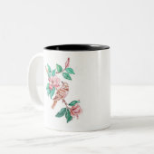 コーヒーマグの上の鳥の花 ツートーンマグカップ (正面左)