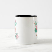 コーヒーマグの上の鳥の花 ツートーンマグカップ (中央)