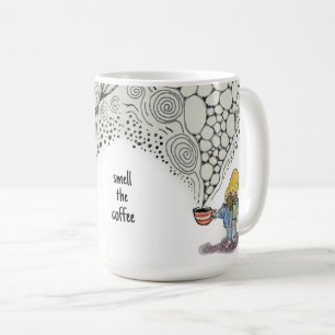 コーヒーマグの匂いを嗅ぐ コーヒーマグカップ