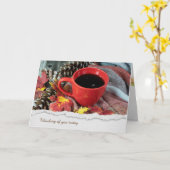 コーヒーマグの紅葉カード カード (黄色い花)