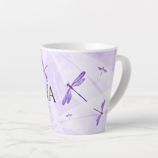 コーヒーマグの紫のドラゴンパーソナライズされたフライ カフェラテマグ (右アングル)