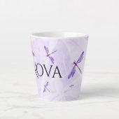 コーヒーマグの紫のドラゴンパーソナライズされたフライ カフェラテマグ (正面)