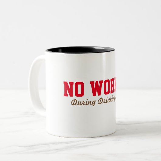 コーヒーマグの飲み時間におもしろいは働かない ツートーンマグカップ (正面左)