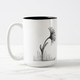 コーヒーマグの黒と白の花のスケッチ ツートーンマグカップ