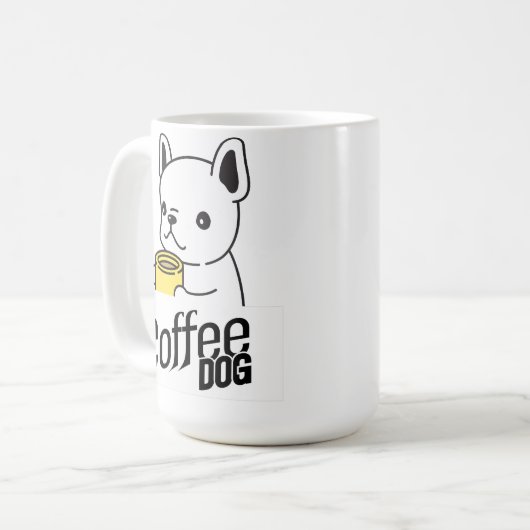コーヒーマグを持っている犬はコーヒードッグと言う コーヒーマグカップ (正面左)