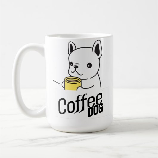 コーヒーマグを持っている犬はコーヒードッグと言う コーヒーマグカップ (左)