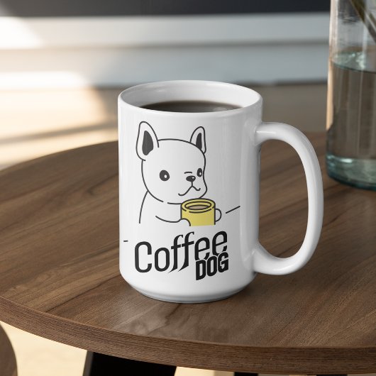 コーヒーマグを持っている犬はコーヒードッグと言う コーヒーマグカップ
