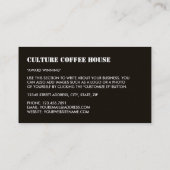 コーヒーマグアイコン、バリスタ、カフェ、コーヒーハウス 名刺 (裏面)