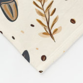 コーヒーマグテーマと葉フリースブランケット フリースブランケット (角)