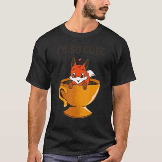 コーヒーマグハートスウィートキンダーキツネ Tシャツ (正面)