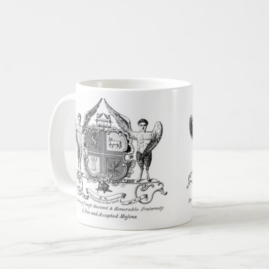 コーヒーマグフリーメーソンのフリーメーソン会員の石大工の石工 コーヒーマグカップ (正面左)