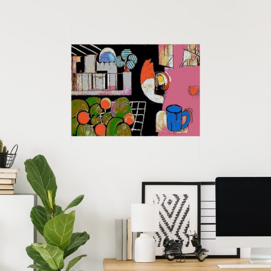 コーヒーマグブルーマティススタイル ポスター (ホームオフィス)