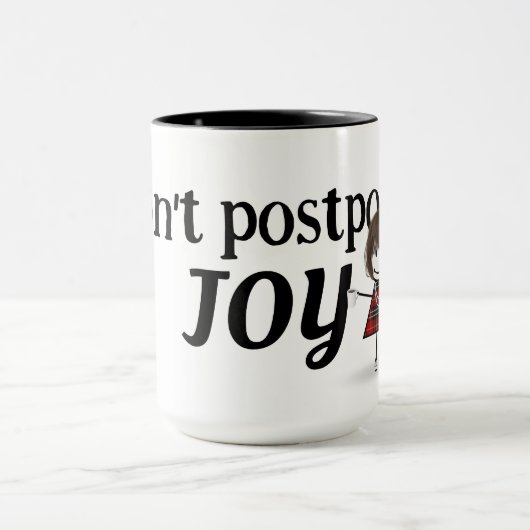 コーヒーマグ付きのスティックフィギュア少女 マグカップ (中央)