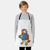 コーヒーマグ付きフクロウ エプロン (着用した状態)