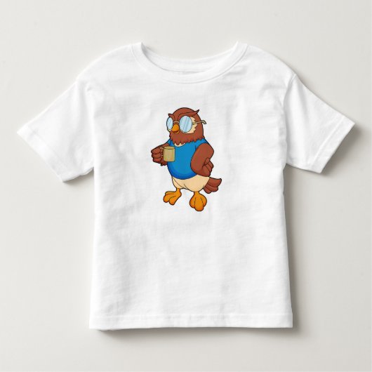 コーヒーマグ付きフクロウ トドラーTシャツ (正面)