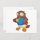 コーヒーマグ付きフクロウ ポストカード (正面/裏面)