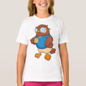 コーヒーマグ付きフクロウ Tシャツ (正面)