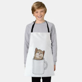 コーヒーマグ付き猫 エプロン (着用した状態)