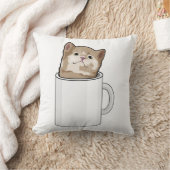 コーヒーマグ付き猫 クッション (ブランケット)