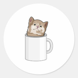 コーヒーマグ付き猫 ラウンドシール