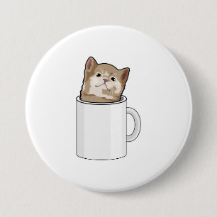 コーヒーマグ付き猫 缶バッジ