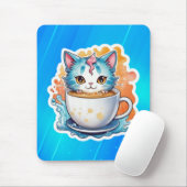 コーヒーマグ付き猫–94678 マウスパッド (マウス)