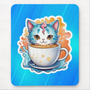 コーヒーマグ付き猫–94678 マウスパッド