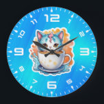 コーヒーマグ付き猫–94678 ラージ壁時計<br><div class="desc">コーヒーマグ付き猫–94678</div>