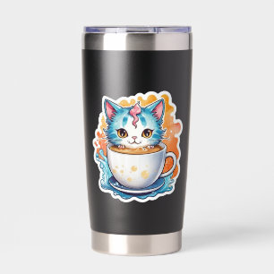 コーヒーマグ付き猫–94678 保温保冷タンブラー
