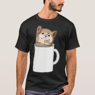 コーヒーマグ付き猫 Tシャツ