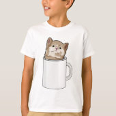 コーヒーマグ付き猫 Tシャツ (正面)