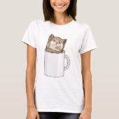 コーヒーマグ付き猫 Tシャツ (正面)