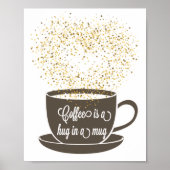 コーヒーマグ引用文アートブラウンホワイトユーモア ポスター (正面)