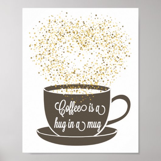 コーヒーマグ引用文アートブラウンホワイトユーモア ポスター (正面)