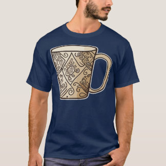 コーヒーマグ手描きベクトルのクリーン線のシンプル Tシャツ