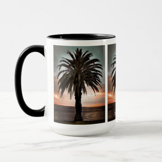 コーヒーマグ私の人生の最高のパームの木と夕日を生きる マグカップ (左)
