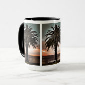 コーヒーマグ私の人生の最高のパームの木と夕日を生きる マグカップ (正面左)