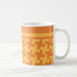 コーヒーマグ、オレンジ色のドッグストウイスチェック コーヒーマグカップ
