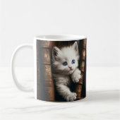 コーヒーマグAngora子猫とヴィンテージ書籍の販売 コーヒーマグカップ (左)