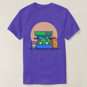 コーヒーマシンエスプレッソマグカップ及びコーヒーパック1 Tシャツ (デザイン正面)