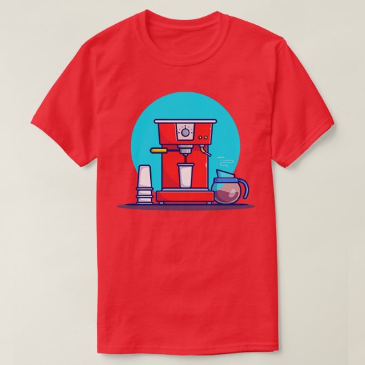 コーヒーマシンポッドカップ及びコーヒーポット Tシャツ (デザイン正面)