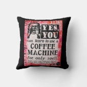 コーヒーマシン – ヴィンテおもしろいージ広告 クッション (裏面)