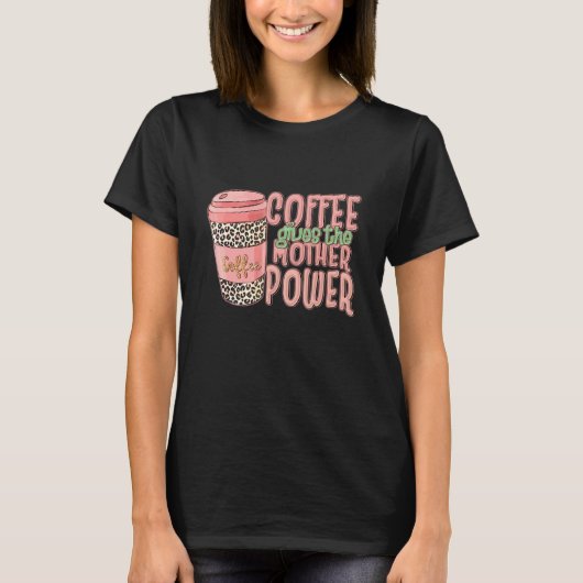 コーヒーマムライフヒョウ柄ママコーヒーの日 Tシャツ (正面)